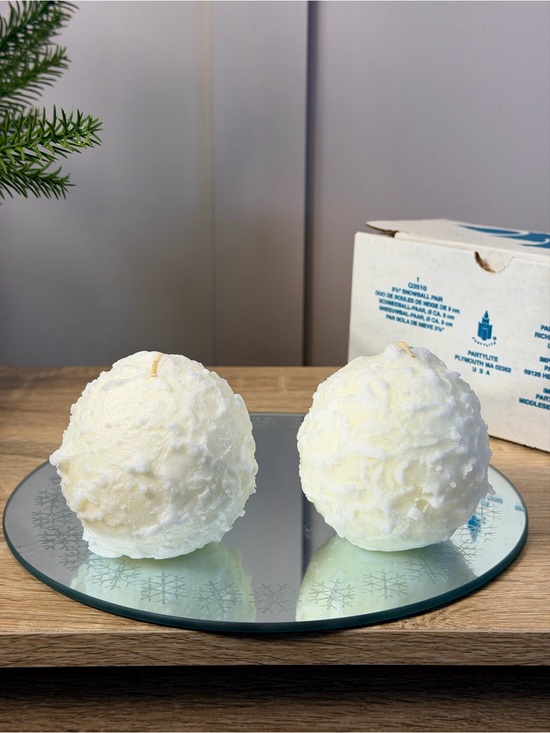 PartyLite Other - PartyLite Snowball 3.5 inch White Candles New in Box Q3510 Pair of 2 - Retired